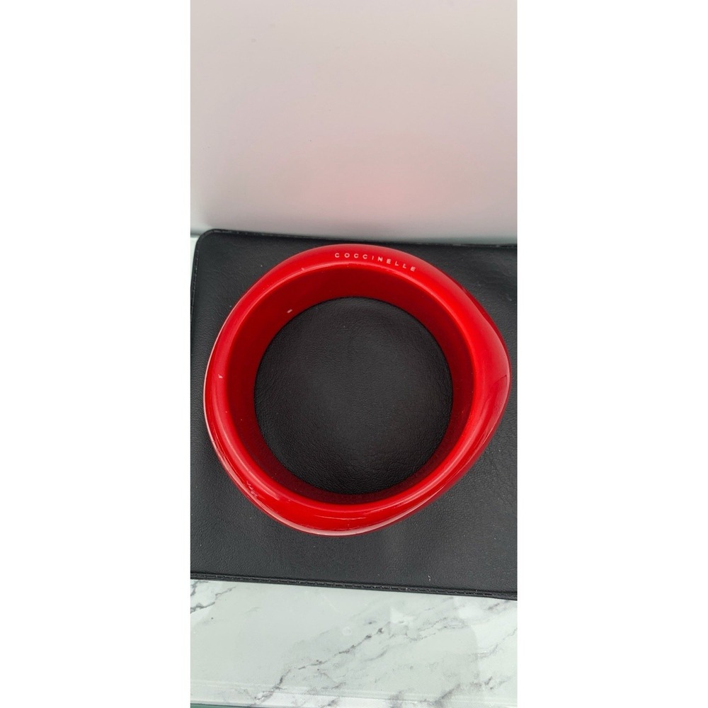 Coccinelle‎ Chunky Asymmetrical Red Acrylic Statement Bangle Bracelet